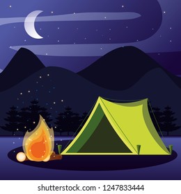 Vector Night View During Camping Stock Vector (Royalty Free) 1866469459 ...