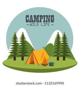camping zone with tent scene