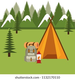 camping zone with tent scene