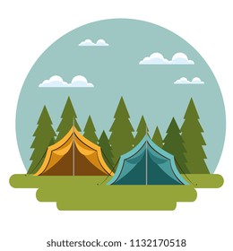 camping zone with tent scene