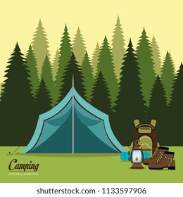 camping zone with tent scene