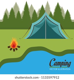 camping zone with tent scene