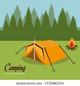 camping zone with tent scene