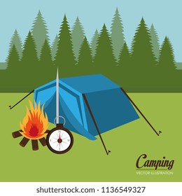 camping zone with tent scene