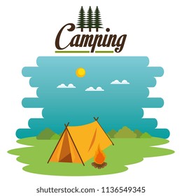 camping zone with tent scene