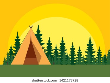 camping zone with camping tent scene