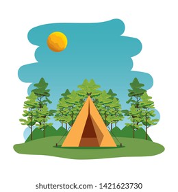 camping zone with camping tent scene