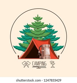 camping zone with tent and trees plant