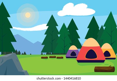 camping zone with tents day landscape