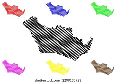 Campo Alegre de Lourdes municipality (Bahia state, Municipalities of Brazil, Federative Republic of Brazil) map vector illustration, scribble sketch map