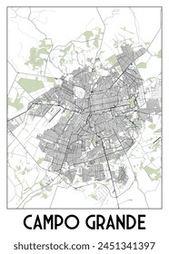 Campo Grande Brazil map poster art