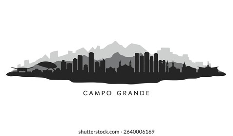 Campo Grande Cityscape with Brazil Skyline, and Silhouette.