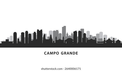 Campo Grande Skyline with Brazil Cityscape, and Vector Illustration.