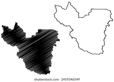 Campo Novo de Rondonia municipio (Estado de Rondonia o Rondonia, RO, Municipios de Brasil, República Federativa de Brasil) mapa Ilustración vectorial, mapa de dibujo a mano alzada