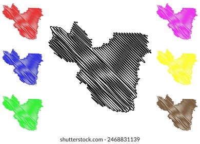 Campo Novo de Rondonia municipio (Estado de Rondonia o Rondonia, RO, Municipios de Brasil, República Federativa de Brasil) mapa Ilustración vectorial, mapa de dibujo a mano alzada