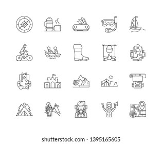 Camps line icons, signs, vector set, outline illustration concept 