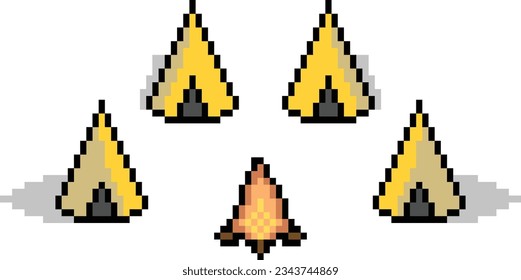 Camps Tents Pixel art vector image