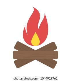 Campsite campfire to provide light and warmth along with cooking food