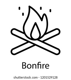 Campsite campfire to provide light and warmth along with cooking food