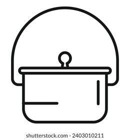 Campsite fire saucepan icon outline vector. Nature outdoor. Tourist vacation