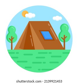 El icono de Campsite plano redondeado es fácil de usar y descargar 