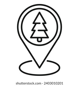Campsite forest location icon outline vector. Healthy cabin. Outdoor resort adventure