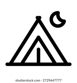 Campsite icon vector line illustration