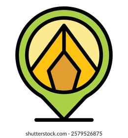 Campsite location icon. Outline Campsite location vector icon for web design isolated on white background color flat