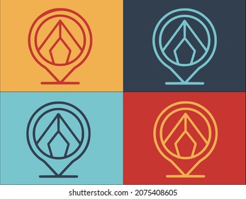 Campsite Location Logo Template, Simple Flat Icon of nature,travel,campsite