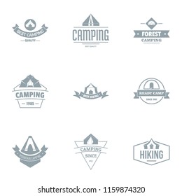 Campsite logo set. Simple set of 9 campsite vector logo for web isolated on white background