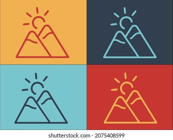 Campsite Mountains Logo Template, Simple Flat Icon of campsite,travel,adventure