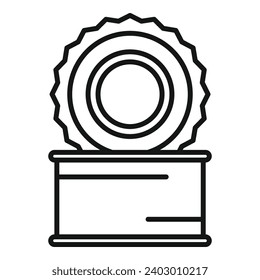 Campsite open tin can icon outline vector. Nature outdoor food. Vacation travel