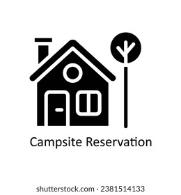 Reservierungsvationsvektor für Campingplätze Solid Design Illustration. Symbol auf weißem Hintergrund EPS10-Datei 