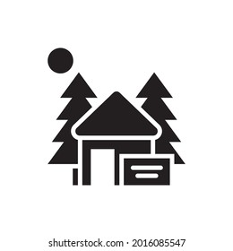 Reservierung eines Campingplatzes Vektorgrafik solide Symbole Stil Illustration. EPS10-Datei