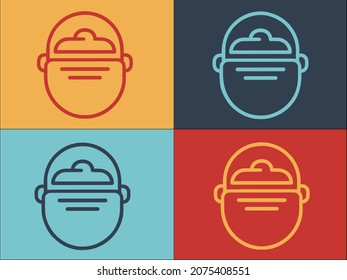 Plantilla de logotipo de Saucepan de camping, icono sencillo y plano de camping, naturaleza, ocio