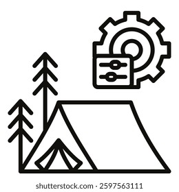 Campsite Setup icon line vector illustration
