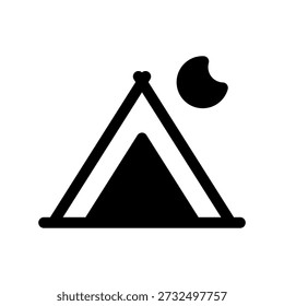 Campsite solid line illustration of a road trip icon