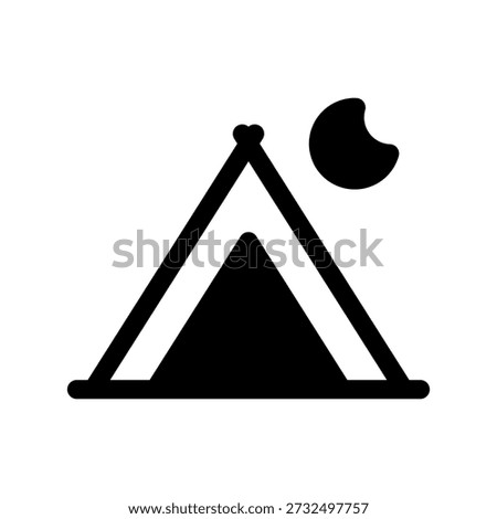 Campsite solid line illustration of a road trip icon
