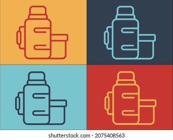 Campsite Thermos Bottle Logo Template, Simple Flat Icon of thermos,bottle,coffee