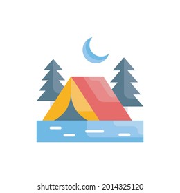Ilustración de estilo de icono plano vectorial de camping. archivo EPS 10 