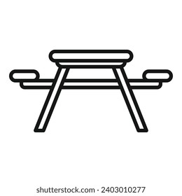 Campsite wood bench table icon outline vector. Vacation holiday. Nature outdoor