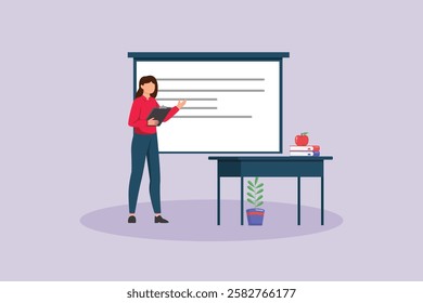 Campus activity concept. Colored flat vector illustration isolated.