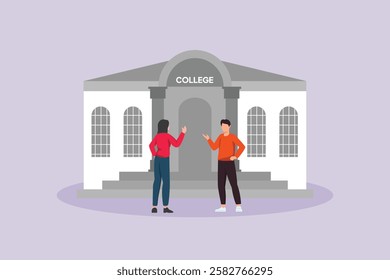 Campus activity concept. Colored flat vector illustration isolated.