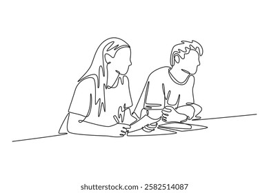 Campus activity concept. Single line draw design vector graphic illustration.