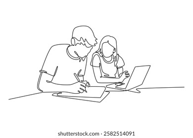 Campus activity concept. Single line draw design vector graphic illustration.