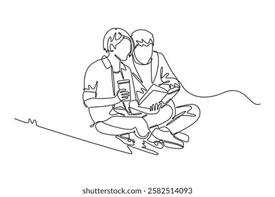 Campus activity concept. Single line draw design vector graphic illustration.