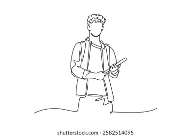 Campus activity concept. Single line draw design vector graphic illustration.