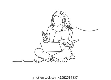 Campus activity concept. Single line draw design vector graphic illustration.