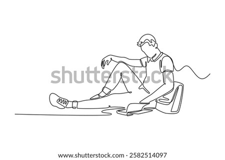 Campus activity concept. Single line draw design vector graphic illustration.
