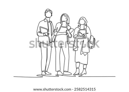 Campus activity concept. Single line draw design vector graphic illustration.